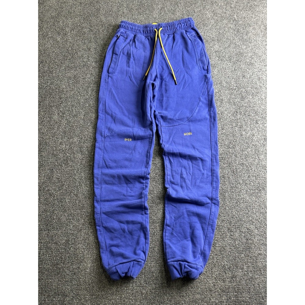 Mens Sweatpants Pyer Moss Blue Yellow Drawstring Made in Portugal, Size S